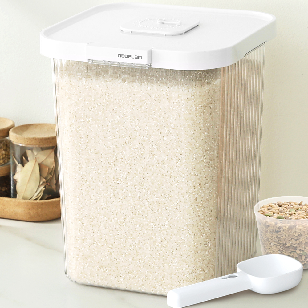 네오플램 원터치 쌀통 쌀보관용기 잡곡통 10kg, 화이트 실사용 후기 | 효과 있을까? - 대표 이미지