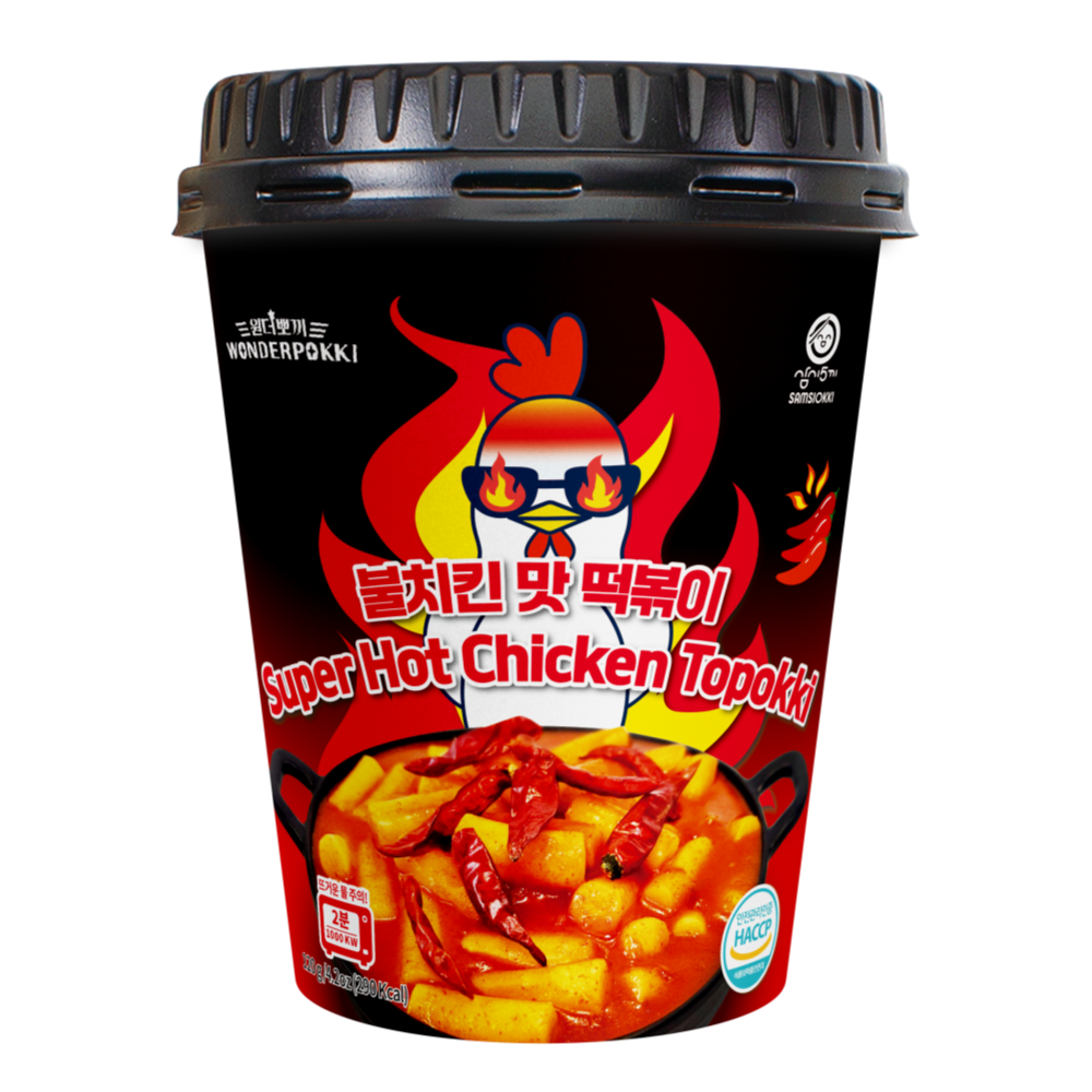원더뽀끼 컵 떡볶이 불닭떡볶이 떡볶이밀키트 불치킨, 120g, 4개 - 메인 이미지