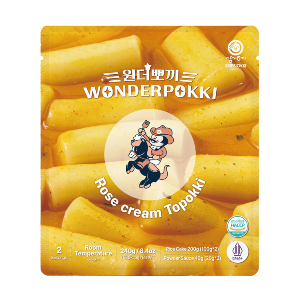 [원더뽀끼] 황금레시피떡볶이 로제 크림 즉석 떡볶이 밀떡 상온 240g - 상품 이미지