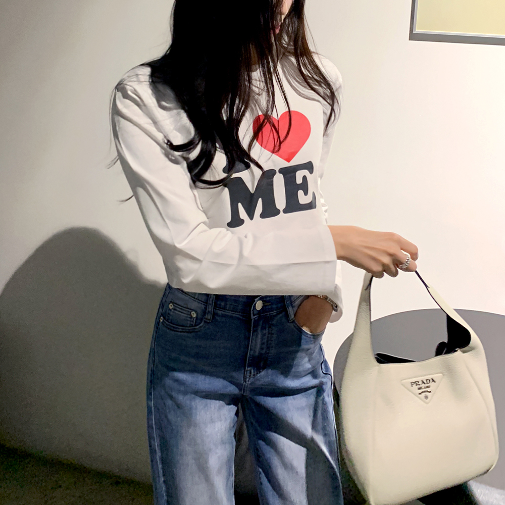 플라타너스 러브 프린팅 세미크롭 티셔츠 이미지 6