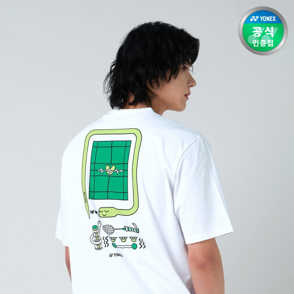 요넥스 251TS061U 배드민턴 오버핏 반팔티 남녀공용 데일리웨어 화이트 온라인전용 제품 이미지
