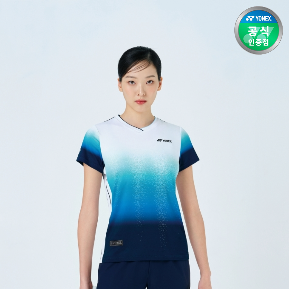 요넥스 251TS006F 배드민턴 반팔 티셔츠 여성 게임웨어 에메랄드그린 - 메인 이미지