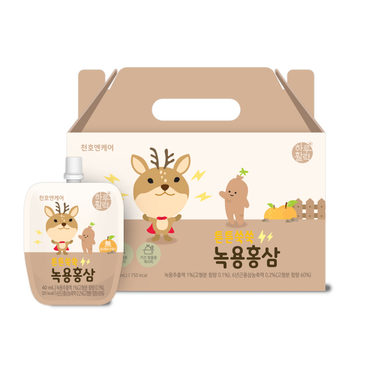 천호엔케어 녹용전지 6년근홍삼액 어린이 튼튼쑥쑥 녹용홍삼 40ml 30포, 1개 이미지 2
