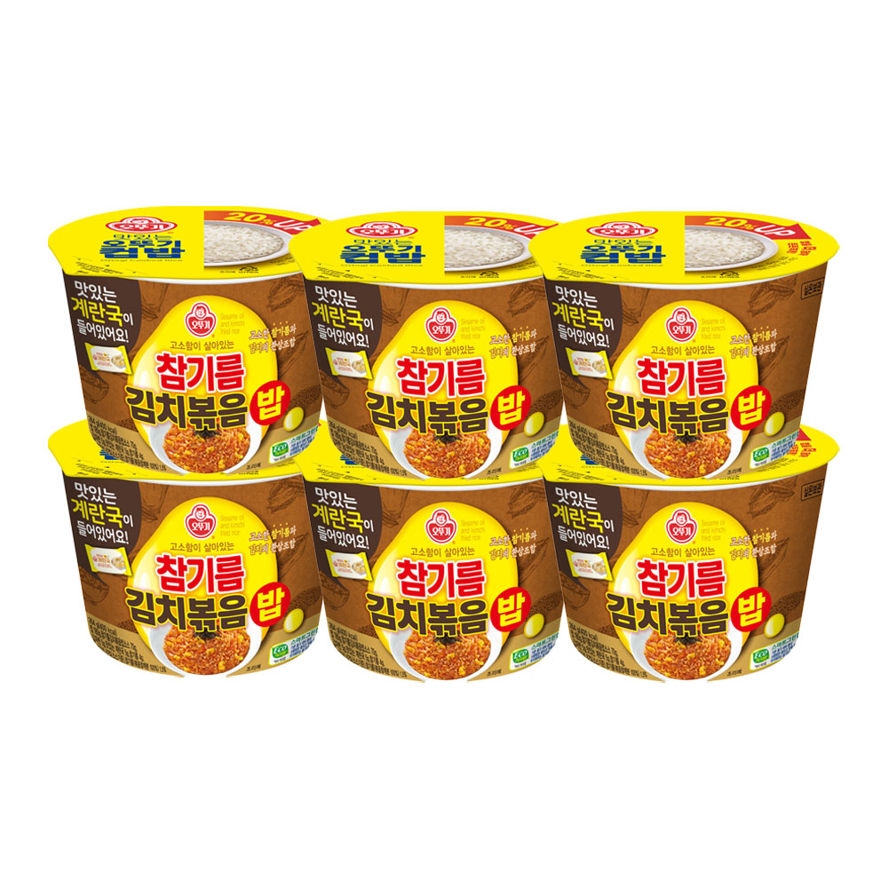 오뚜기 컵밥 참기름 김치볶음밥+즉석 계란국 264g 6개 - 상품 이미지