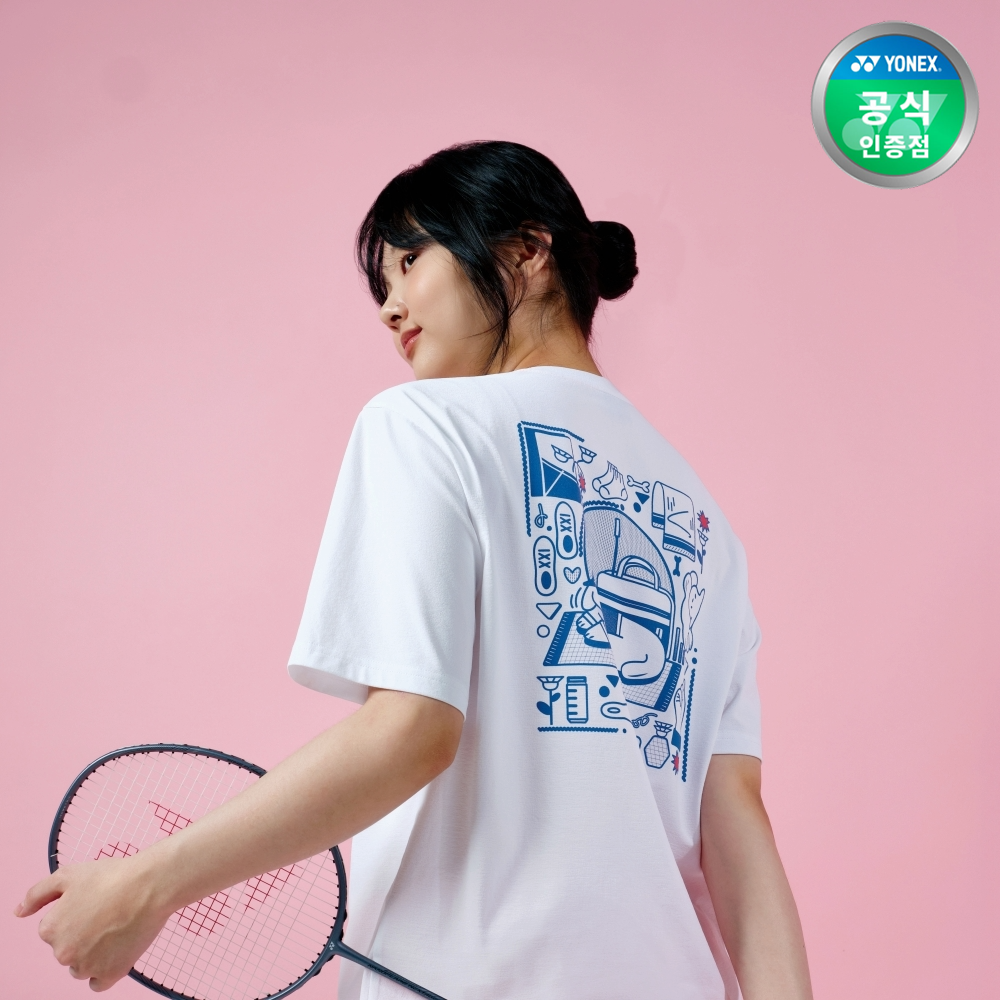 요넥스 251TS051U 배드민턴 오버핏 반팔 티셔츠 남녀공용 데일리웨어 화이트 - 메인 이미지