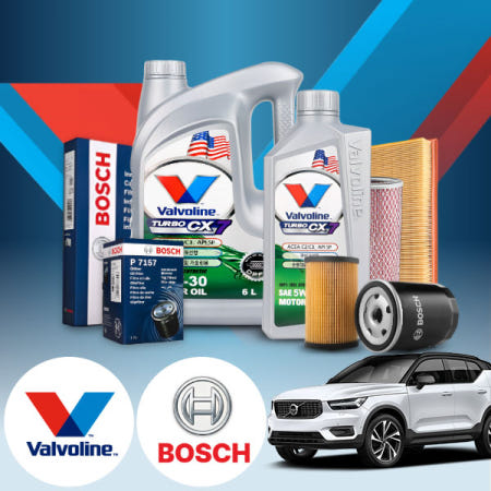 [자체제작]유백몰 볼보XC40 T3(17~21) 가솔린 발보린 터보 CX7 5W30 엔진오일필터세트 6L iter