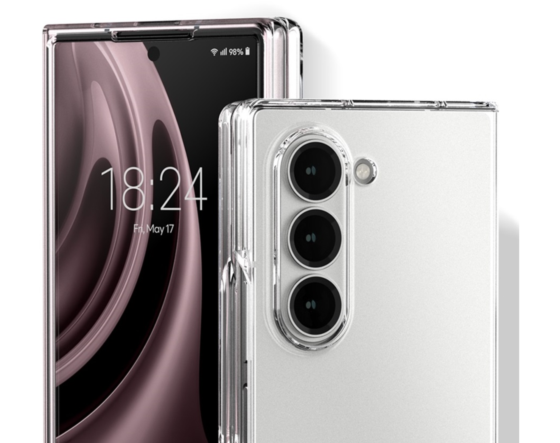 방탄 범퍼 슬림 크리스탈 케이스 투명, 갤럭시Z 폴드6 - 상세 이미지 2