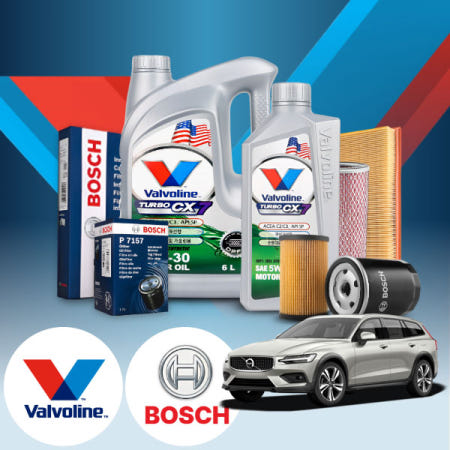 [자체제작]유백몰 V60(2세대) T5 (19~) 가솔린 발보린 터보 CX7 5W30 엔진오일필터세트 6L iter