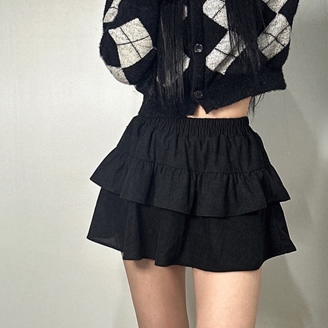 캉캉 골덴 치마 밴딩 플레어 미니 스커트 속바지 발레코어 코듀로이 A라인 3color - 상품 이미지