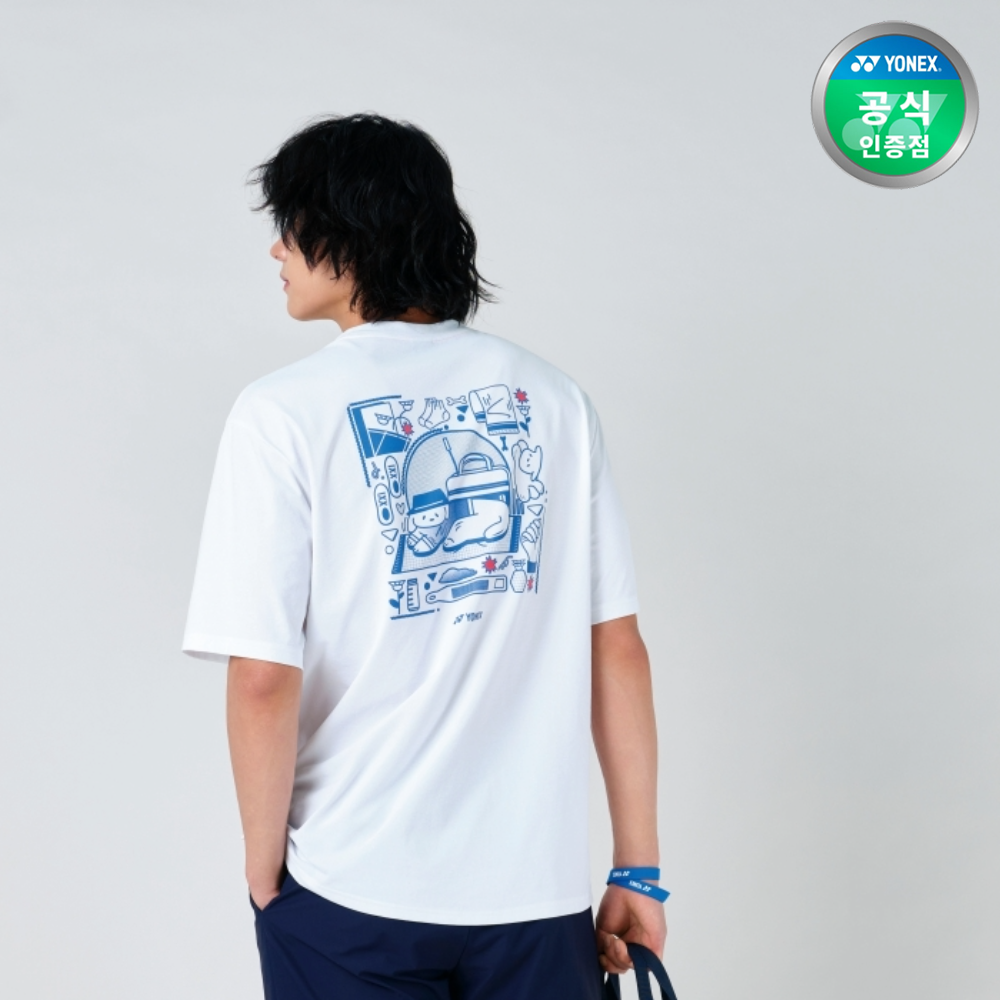 요넥스 251TS051U 배드민턴 오버핏 반팔 티셔츠 남녀공용 데일리웨어 화이트 - 상세 이미지 2