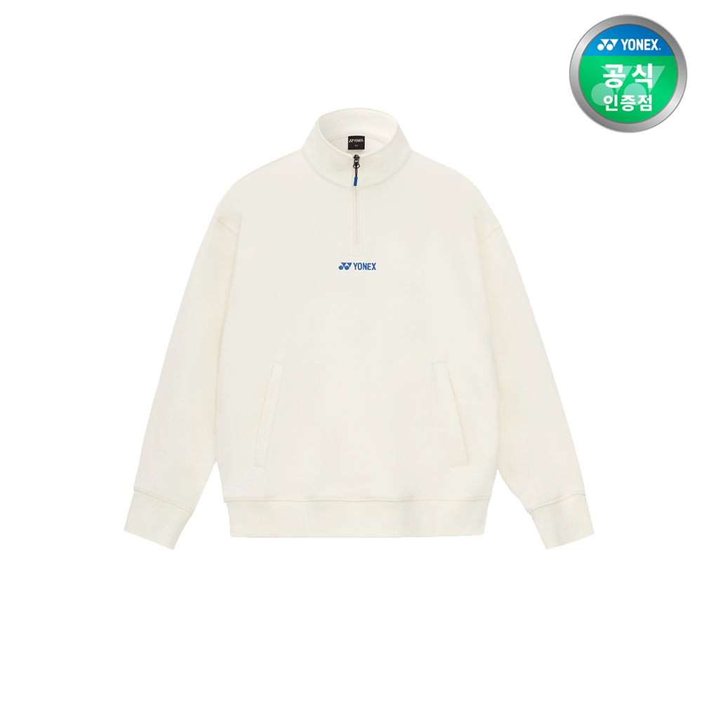 요넥스 251TL003U 배드민턴 오버핏 하프집업 맨투맨 남녀공용 데일리웨어 크림 - 상품 이미지