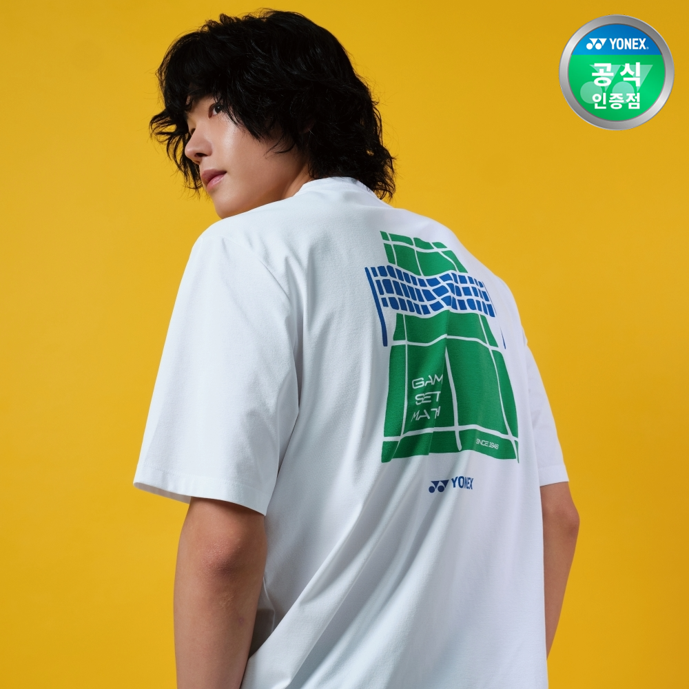 요넥스 251TS042U 배드민턴 오버핏 반팔 티셔츠 남녀공용 데일리웨어 화이트 - 상품 이미지