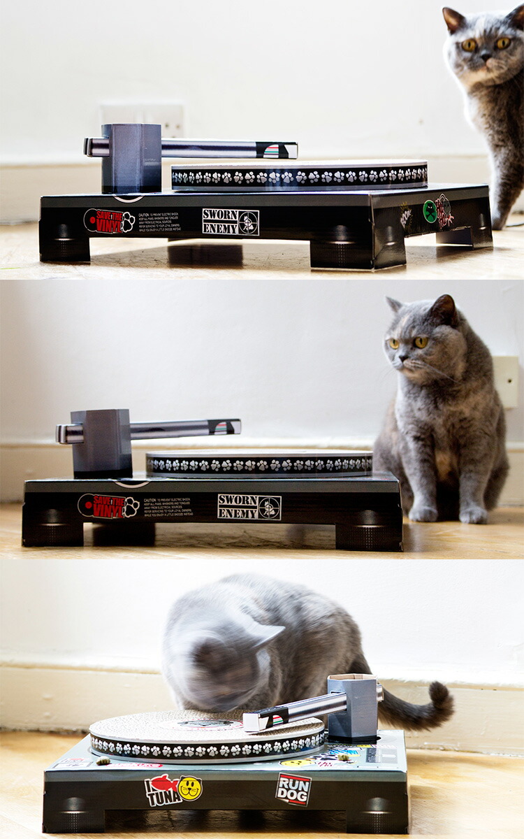 SUCK UK DJ CAT 고양이 발톱 골판지 스크레쳐 턴테이블 RON-sukp003 - 상세 이미지 3