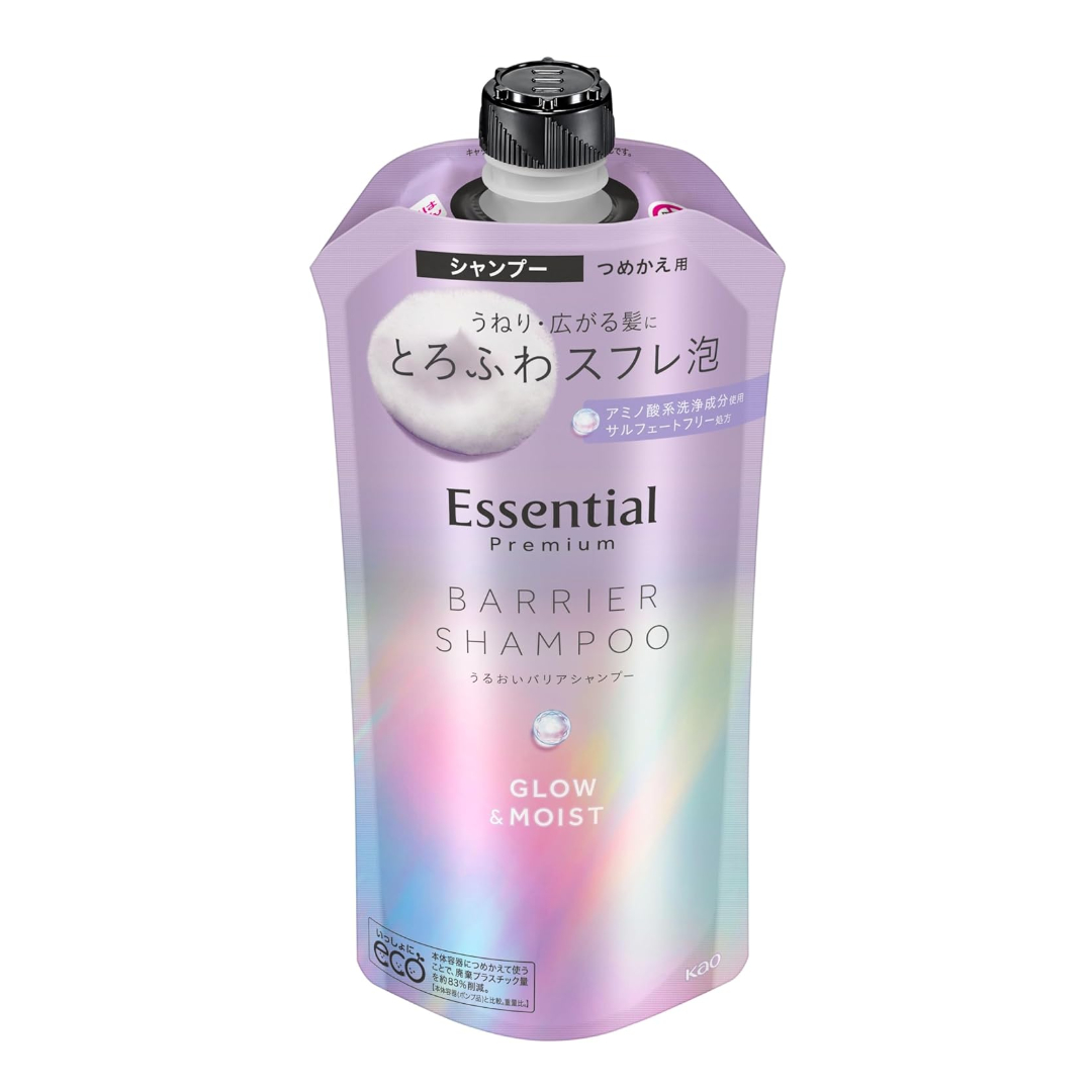 일본 에센셜 프리미엄 베리어 샴푸 손상모 윤기 케어 글로우모이스트리필, 340ml, 1개 - 메인 이미지