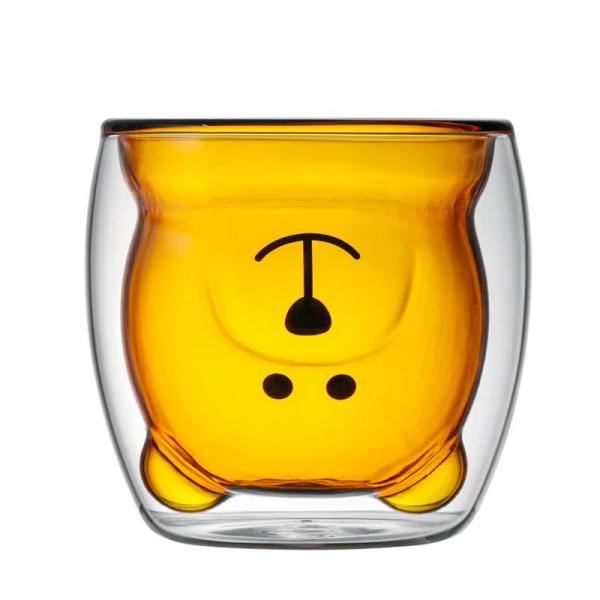 이중벽 유리컵 내열 더블월 글라스 단열 홈카페 귀여운 곰 유리 머그잔 이중 레이어 벽 컵 우유 커피 차 주스 선물 발렌타인 데이 기념일 직송... 