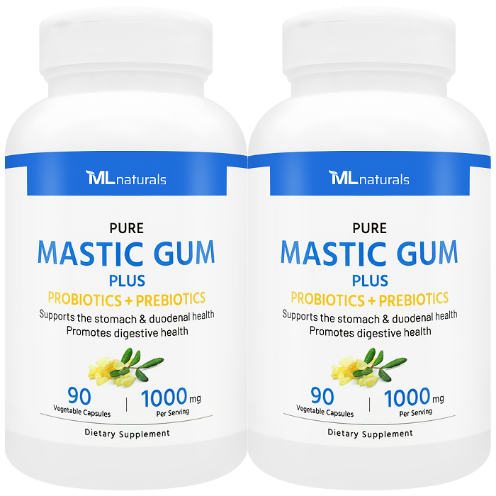 2025 신제품! 2병 마이라이프 내추럴스 매스틱검 1000mg PLUS 프로바이오틱스 + 프리바이오틱스 90야채캡슐 - 메인 이미지