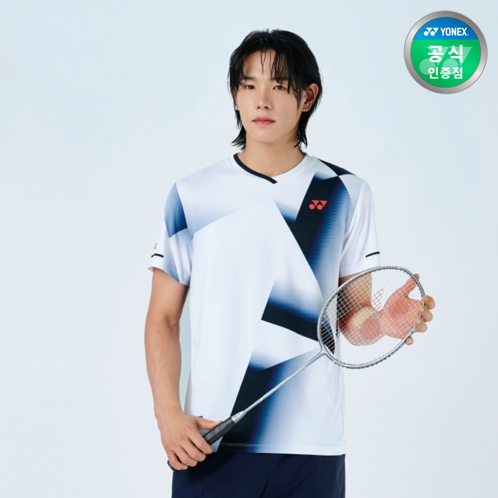 요넥스 251TS001M 배드민턴 반팔 티셔츠 남성 게임웨어 화이트 - 메인 이미지
