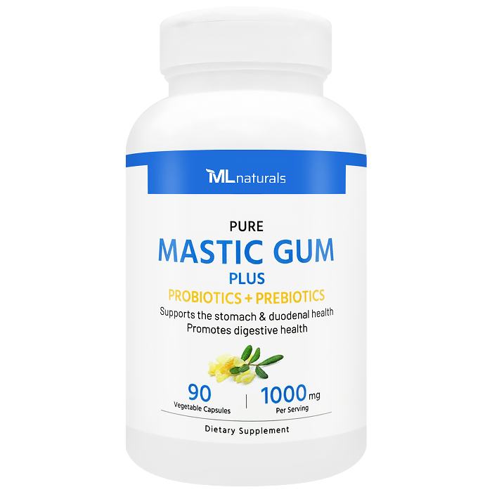 2025 신제품! 마이라이프 내추럴스 매스틱검 1000mg PLUS 프로바이오틱스 + 프리바이오틱스 90야채캡슐 - 메인 이미지