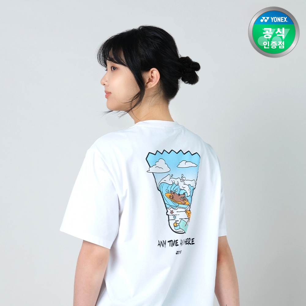 요넥스 251TS060U 배드민턴 오버핏 반팔 티셔츠 남녀공용 데일리웨어 화이트 온라인전용 - 메인 이미지