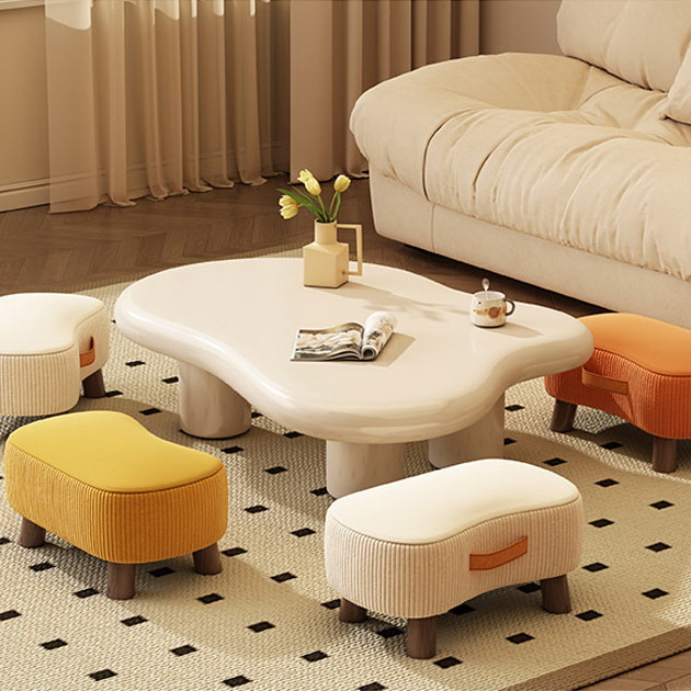 패브릭 원목스툴 낮은 미니의자 화장대 풋스툴 쇼파발받침