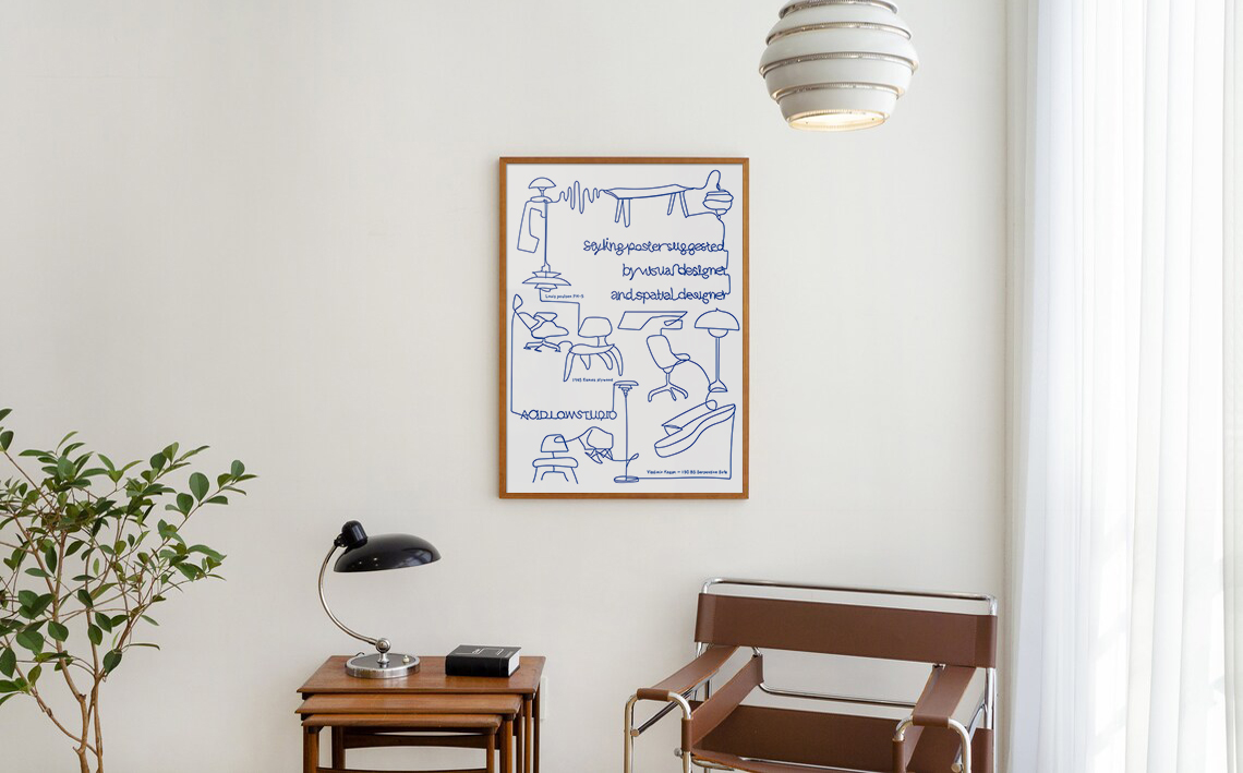 애시드로우 미드센추리모던 인테리어포스터 Furniture.Blue - 상세 이미지 4