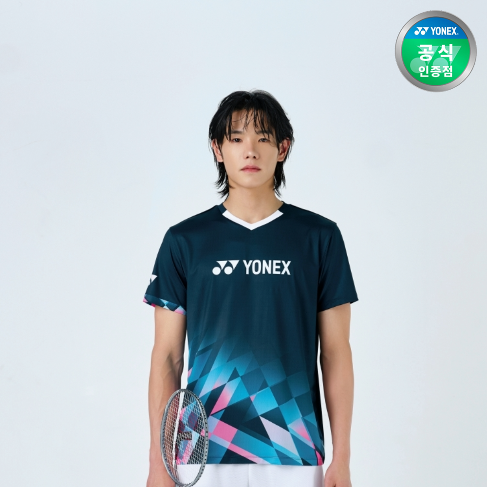 요넥스 251TS011M 배드민턴 반팔 티셔츠 남성 게임웨어 터쿼이즈 - 상품 이미지