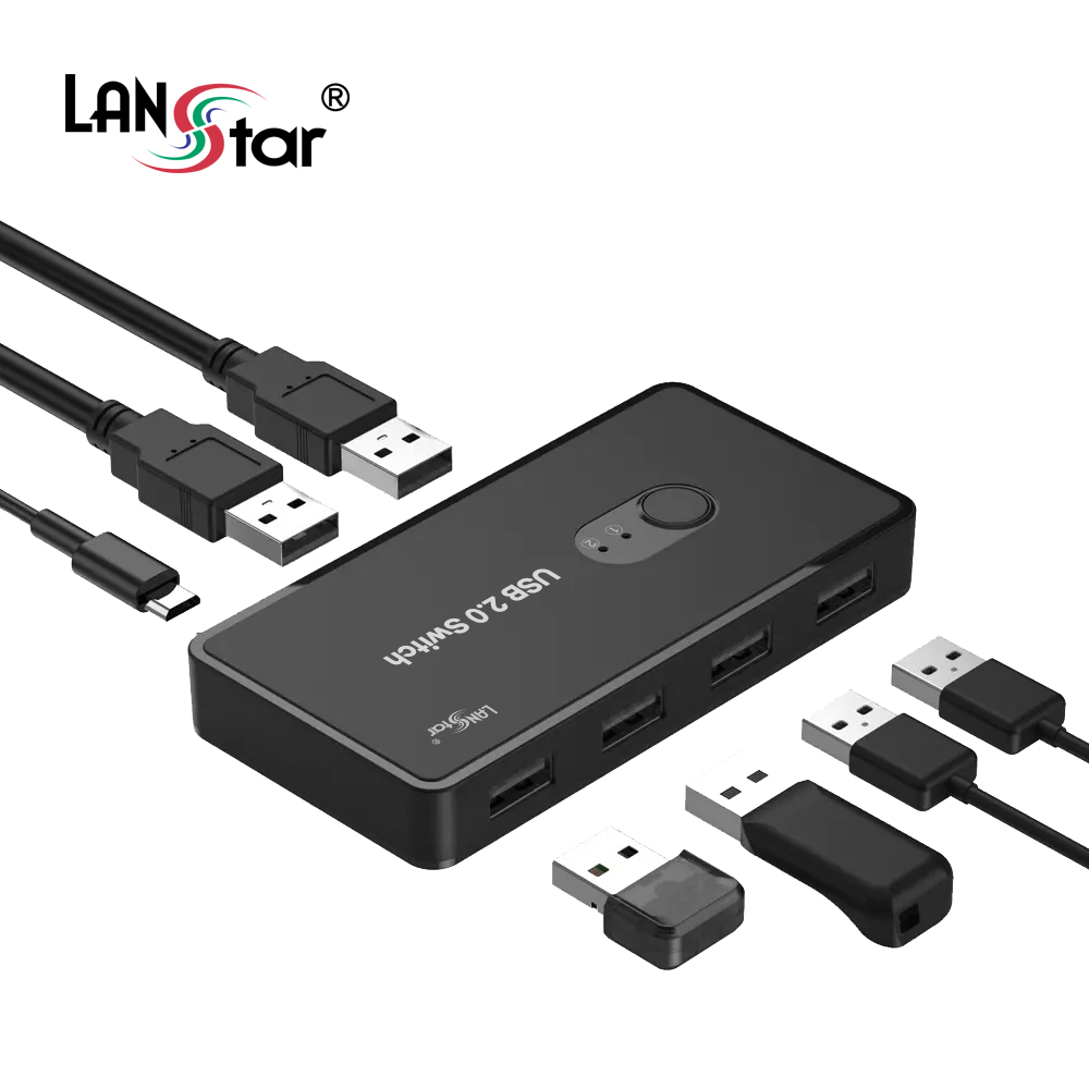 USB허브 셀렉터 스위치 4포트 USB2.0 지원 투컴 세팅 (LS-U20HS)