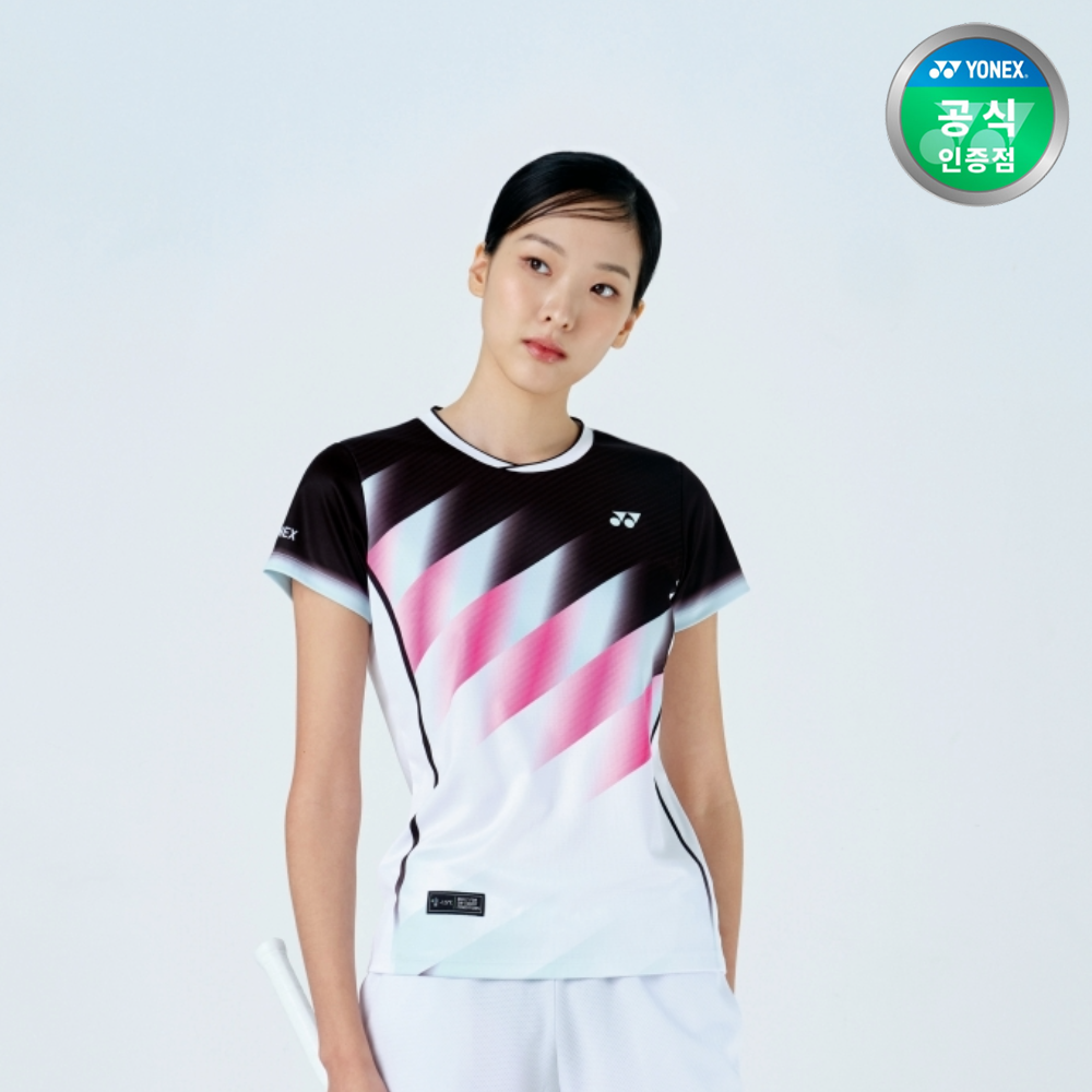 요넥스 251TS030F 배드민턴 반팔 티셔츠 여성 게임웨어 블랙 - 메인 이미지