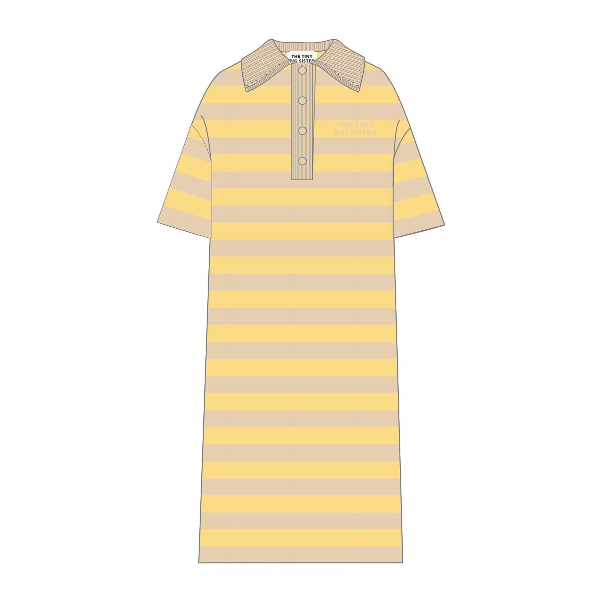 타이니코튼 스트라이프 카라 미디 니트 원피스 SS25-762R74 VAINILLA/AMARILLO - 상세 이미지 4