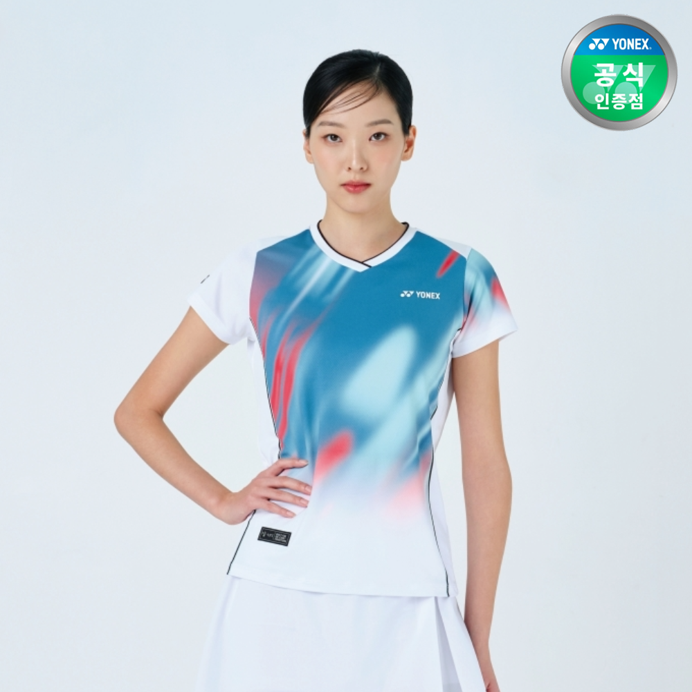 요넥스 251TS008F 배드민턴 반팔 티셔츠 여성 게임웨어 에메랄드 - 메인 이미지