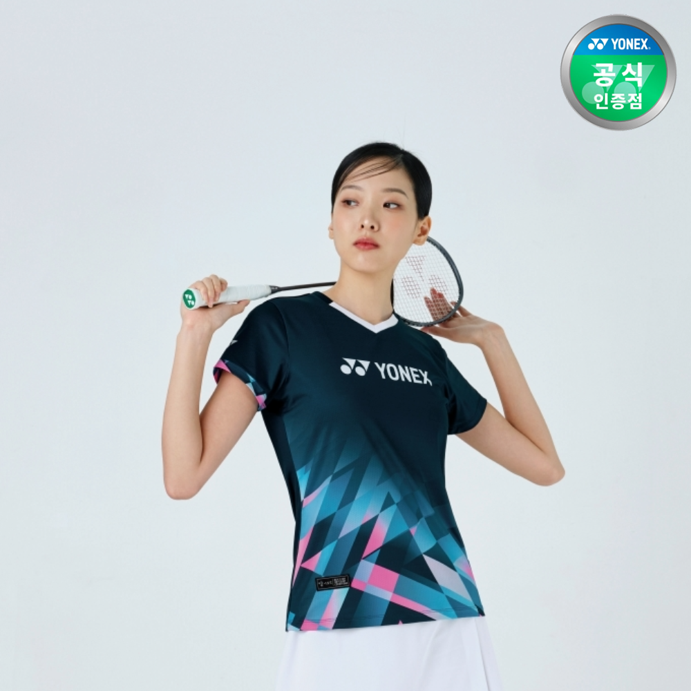 요넥스 251TS012F 배드민턴 반팔 티셔츠 여성 게임웨어 터쿼이즈 - 메인 이미지