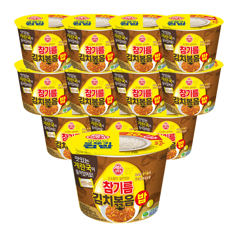 오뚜기 컵밥 참기름 김치볶음밥+즉석 계란국 264g 12개 - 상품 이미지