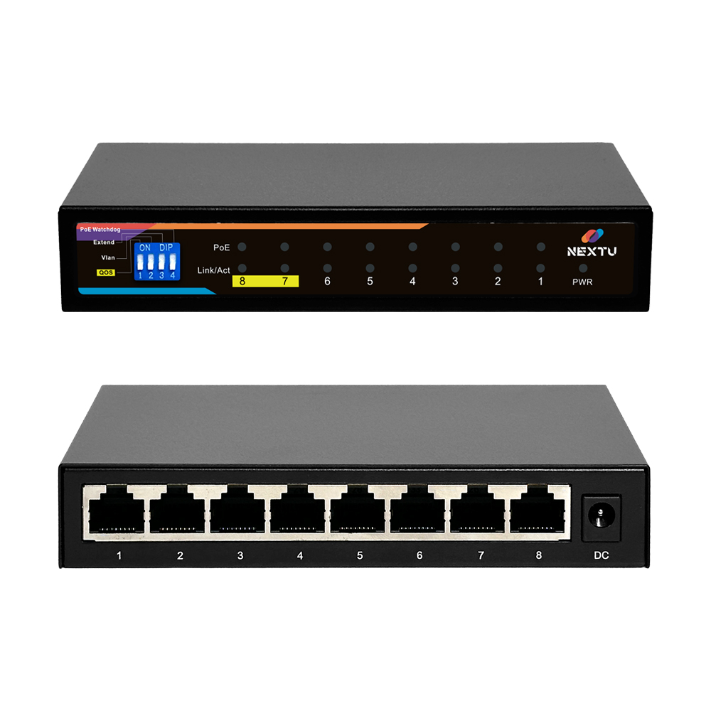 넥스트 10/100/1000Mbps 8포트 120W POE스위치 NEXT-POE1008 - 상품 이미지