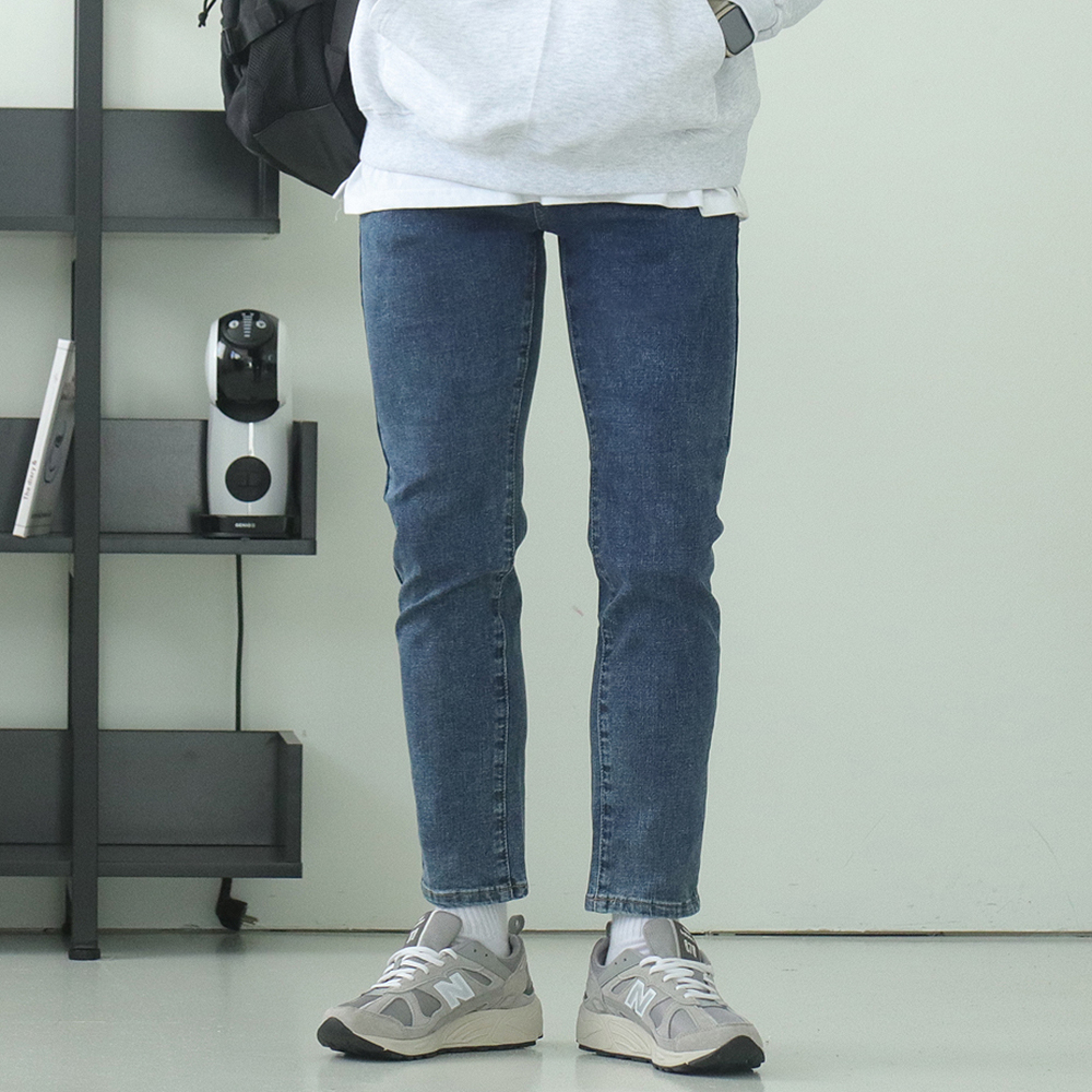 남자 청바지 빅사이즈 일자핏 스판 허벅돼 데님 청바지 - 상세 이미지 4