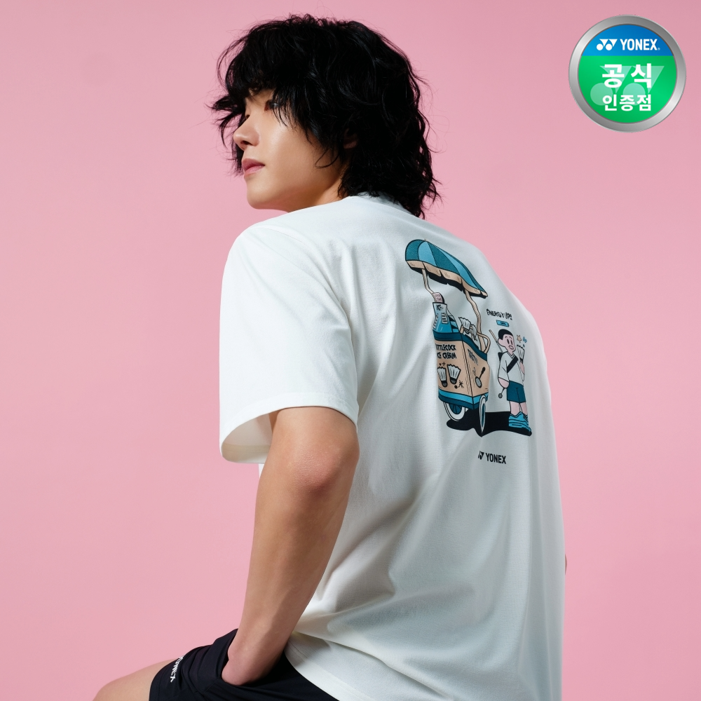 요넥스 251TS048U 배드민턴 오버핏 반팔 티셔츠 남녀공용 데일리웨어 아이보리 - 메인 이미지