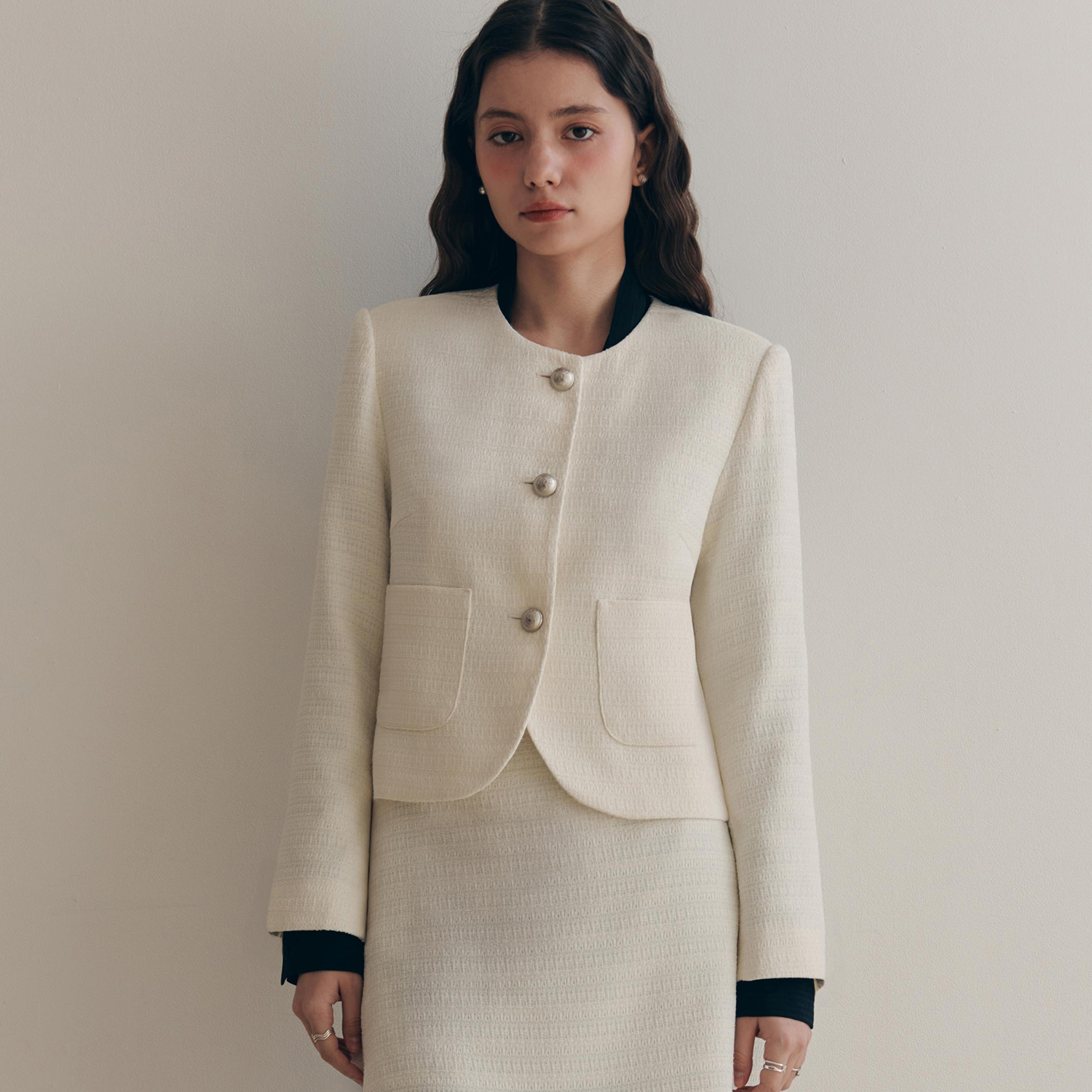 [제로스트릿][2컬러] 크리미 트위드 자켓 CREAMY TWEED JACKET - 상세 이미지 4