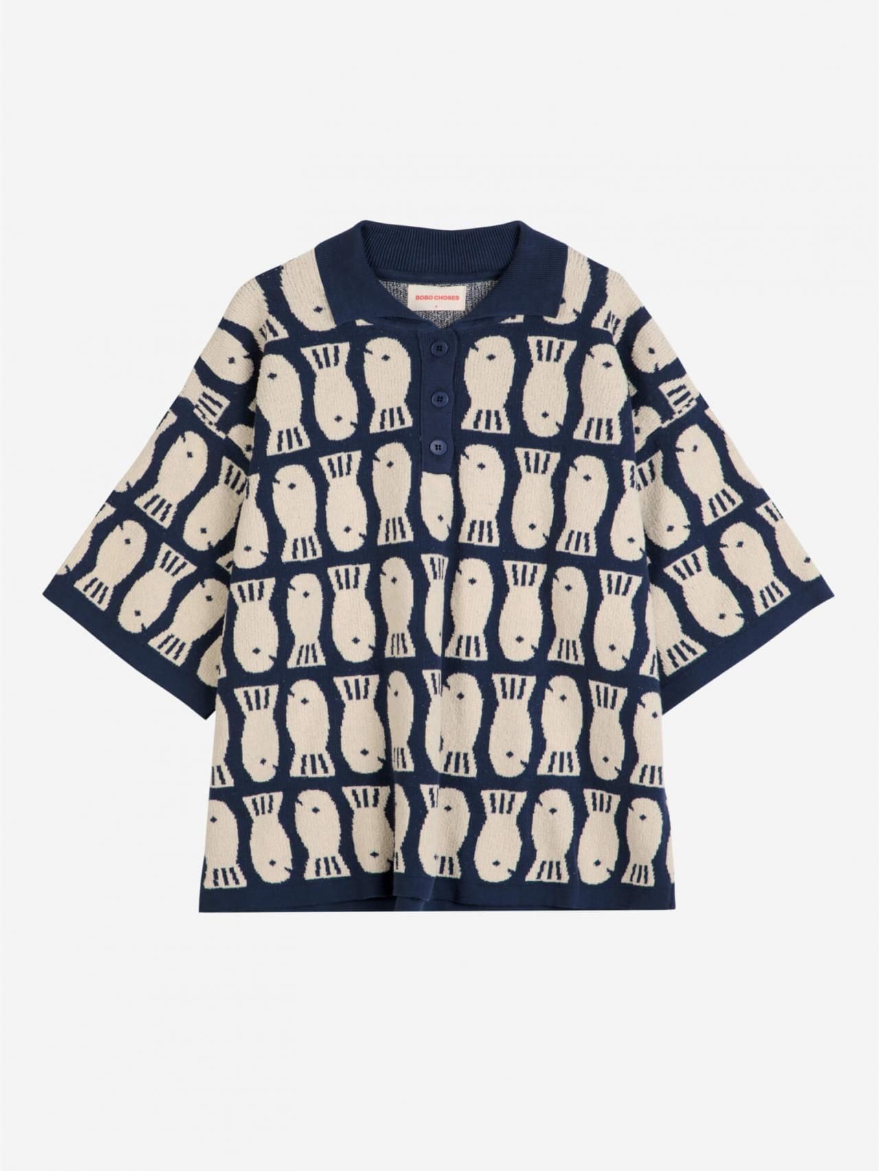 보보쇼즈 자카드 니트 폴로 셔츠 B125AD079