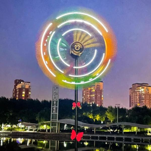 다채로운 풍경 금속 바람개비 다리미 아트 회전 풍차 태양광 조명 야외 정원 장식 원예 : 프로미코