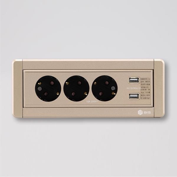 BIS 빌트인콘센트 BID-203M 다크그레이 3구 USB 사무실 가구 식탁 책상 매립 - 상세 이미지 4
