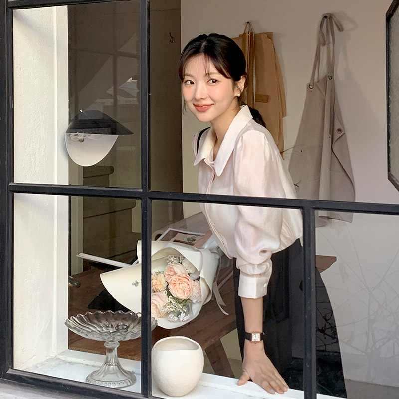 (MADE데이트룩) 샤인즈 히든 단작 텐셀 카라 블라우스 bs8093 - 상세 이미지 5