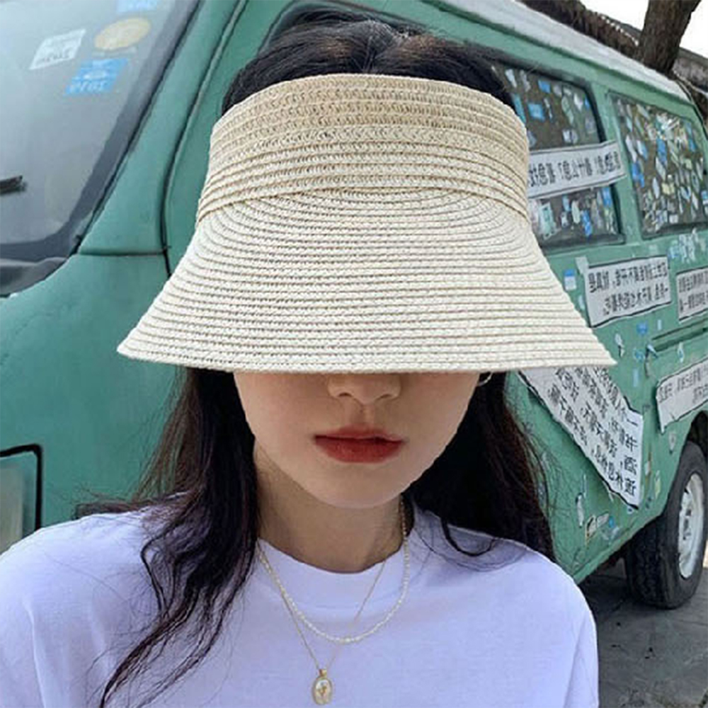 썬캡 모자 햇빛 선캡 산책 여름 차단 자외선 여자 가리개 조깅 챙넓은 얼굴 가리는 밀짚 - 상품 이미지