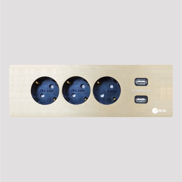 BIS 빌트인콘센트 BID-2003F 실버 3구 USB 사무실 가구 식탁 책상 매립 콘센트 - 상세 이미지 4