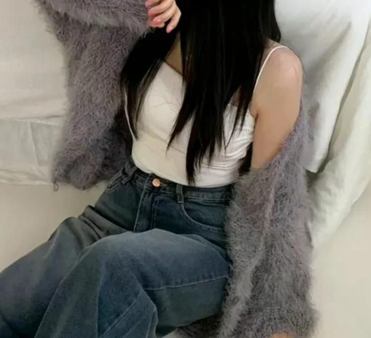 여친룩 데이트룩 여성용 스웨터 여성복 V넥 롱슬리브 가을겨울 여자 캐주얼한 니트웨어 니트 그레이 - 상세 이미지 4