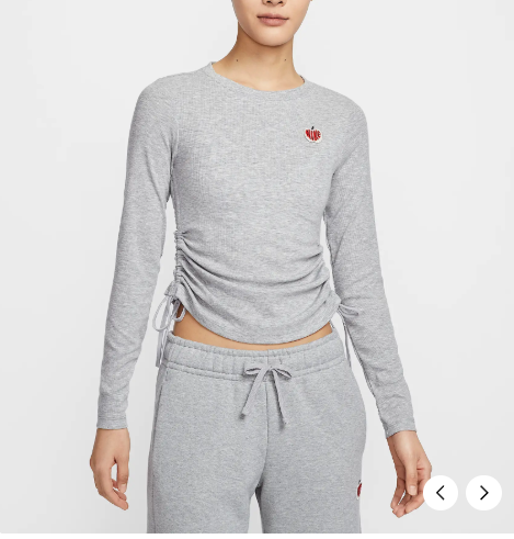 국내매장판 나이키 스포츠웨어 여성 골지 긴팔 크롭 탑 D5 HV8728-063