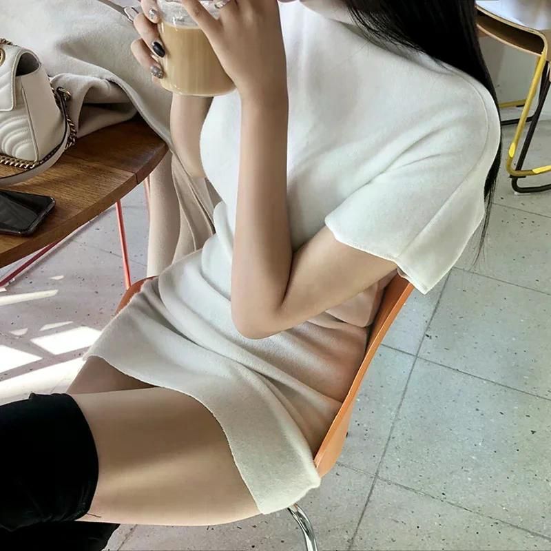 여친룩 데이트룩 편안한 원피스 여성복 봄 캐주얼 반팔 고급 스타일리시 새로운 신상 다목적 다용도 드레스 블랙 - 상세 이미지 2