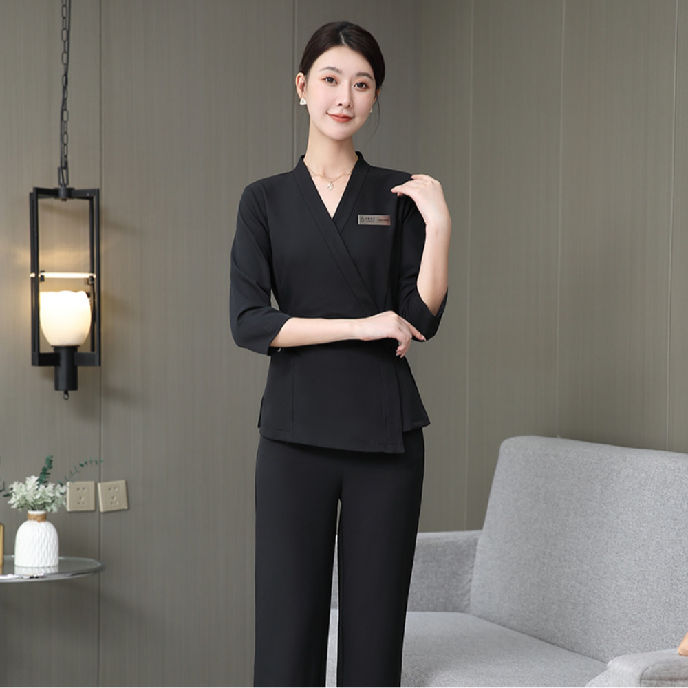 에스테틱 유니폼 미용 피부관리사 가운 피부샵 뷰티샵 긴팔 반팔 정장 세트 - 상세 이미지 2
