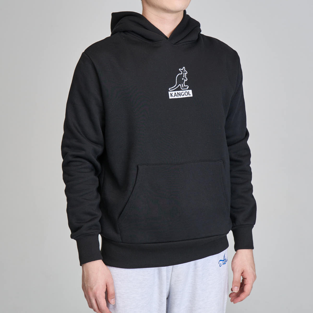 캉골 후드티 남녀공용 로고 블랙, L