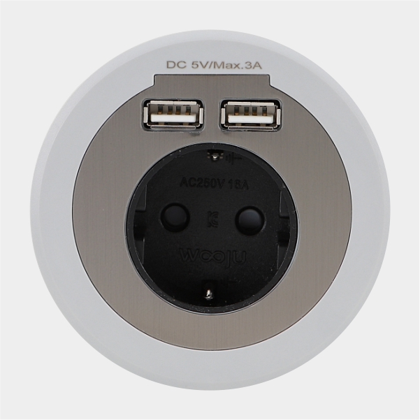 BIS 빌트인콘센트 사무실 책상 가구 매립 1구 콘센트 USB 충전 BID-201 화이트 - 상세 이미지 4