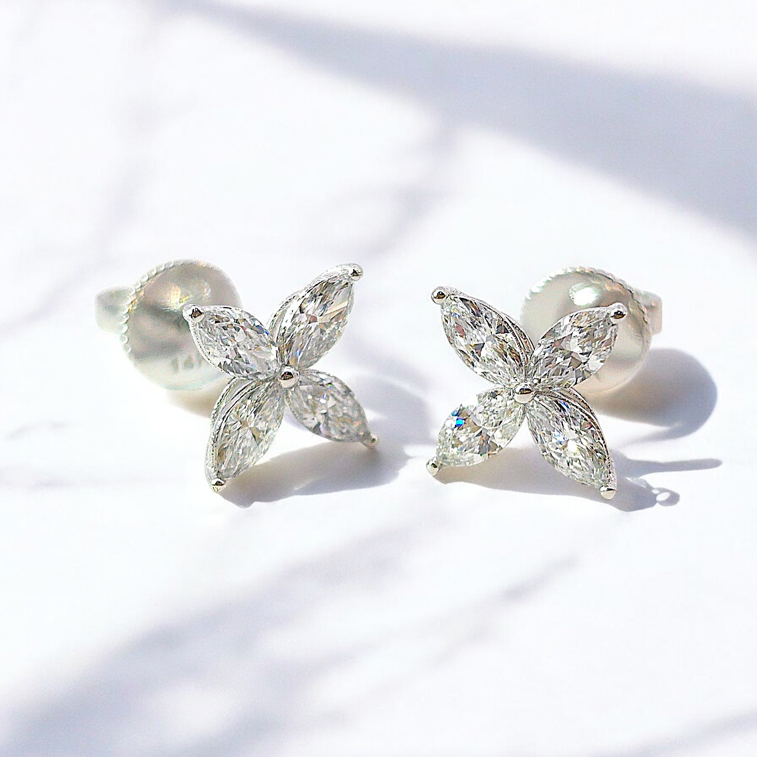 랩다이아몬드 팬시 마퀴즈 랩다이아 귀걸이 14K 18K - 상세 이미지 3