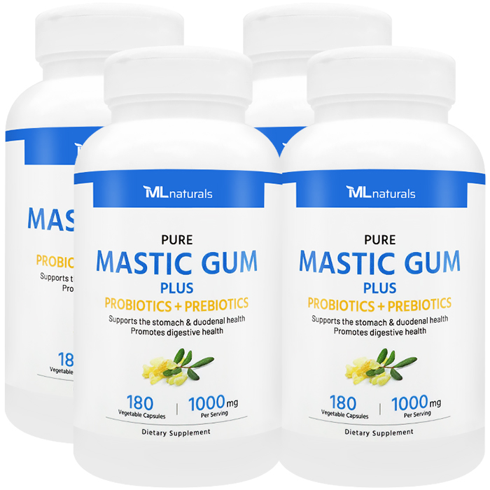 2025 신제품! 4병 마이라이프 내추럴스 매스틱검 1000mg PLUS 프로바이오틱스 + 프리바이오틱스 180야채캡슐 - 메인 이미지